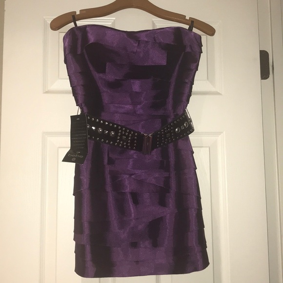 NWT Bebe Mini Strapless Purple Party Dress Small S - Picture 6 of 8